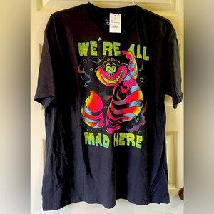 Disney Cheshire Cat Alice in Wonderful We’re All Mad Here Short Sleeve Tee XL
